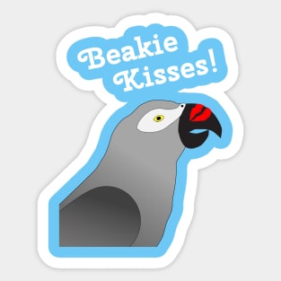 African Grey Parrot Beakie Kisses Sticker